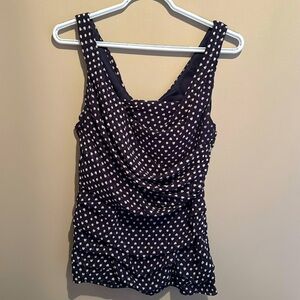 Express Sleeveless Blouse- Size Small- Navy with White Hearts and Dots